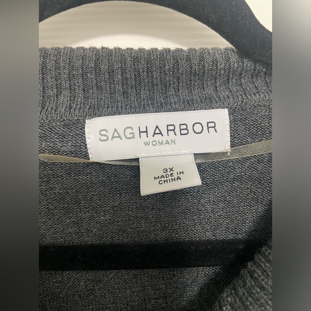 Sag Harbor Women’s 3X Gray Cowl Neck Sweater - Picture 2 of 4